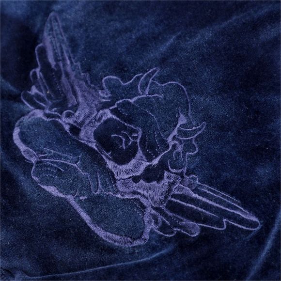 Boys Lie Peace of Reign Navy Blue Velour Cropped Hoodie - Size Medium/Large - Picture 2 of 7